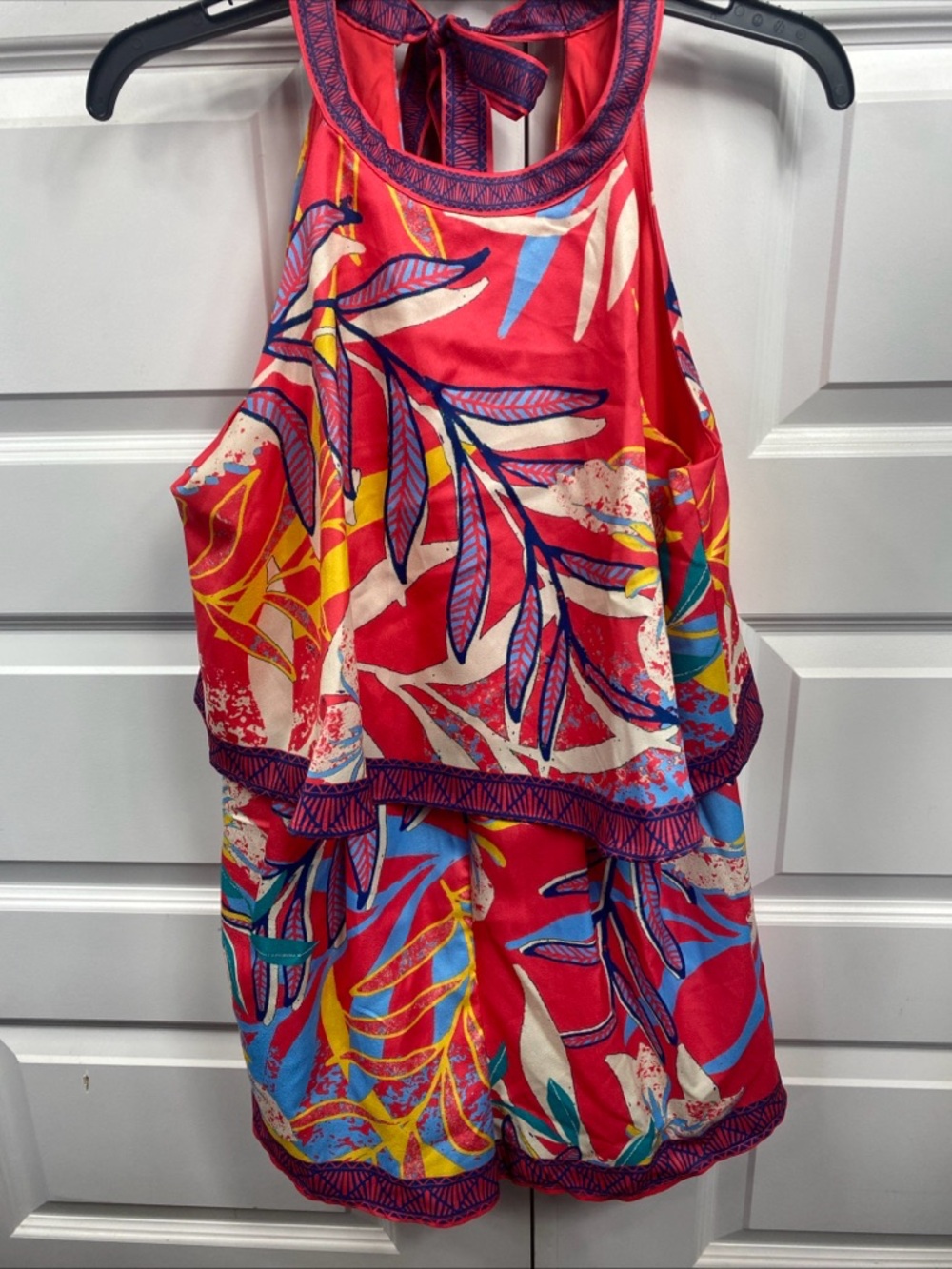 Flying Tomato Tropical Floral Print Shorts Romper Large Ruffle Sleeveless Spring - Picture 2 of 8